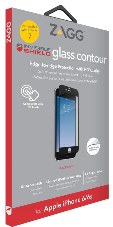 InvisibleShield iPhone 7 skjermbeskytter i glass (sort)