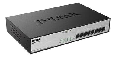 D-LINK PoE switch, 8-porter, 10/100 / 1000Mbps, metall, grå