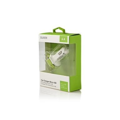 Billader 3-ttganger 6 A 2 x USB / Micro USB Hvit/Grøn