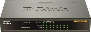 D-Link DES-1008PA, Ethernet switch, 8x10/100Mbps, 4xPOE, svart