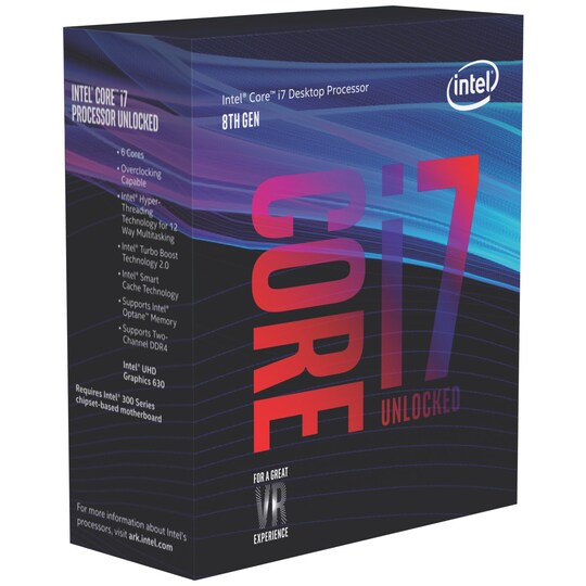 Intel Core i7-8700K prosessor (boks)