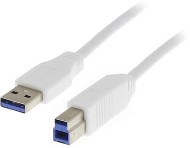 DELTACO USB 3.0 kabel, Typ A hane - Typ B hane, 3m, vit