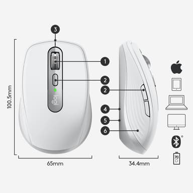 Logitech MX Anywhere 3 trådløs mus til Mac (lys grå) Mus Logitech MX Anywhere 3 trådløs mus til Mac (lys grå) Mus