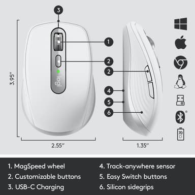 Logitech MX Anywhere 3 trådløs mus (lys grå)