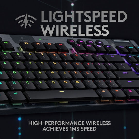 Logitech G915 Lightspeed trådløst gamingtastatur (GL Clicky-brytere)