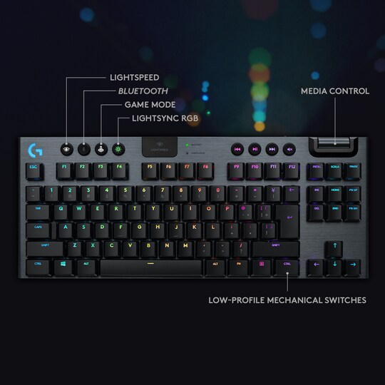 Logitech G915 Lightspeed trådløst gamingtastatur (GL Tactile-brytere)