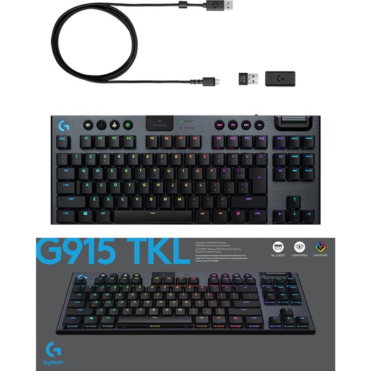 Logitech G915 Lightspeed trådløst gamingtastatur (GL Tactile-brytere)