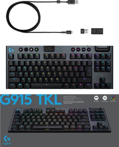 Logitech G915 Lightspeed trådløst gamingtastatur (GL Clicky-brytere)
