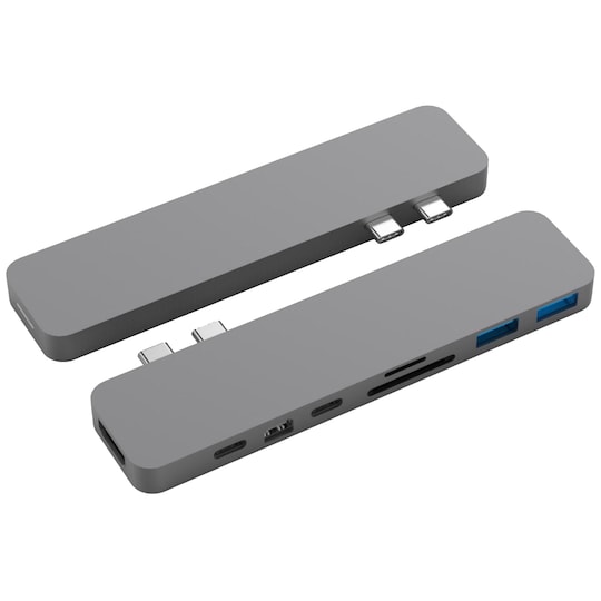 Hyperdrive 8-i-1 Pro dockingstasjon til MacBook (grå)