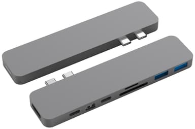 Hyperdrive 8-i-1 Pro dockingstasjon til MacBook (grå)
