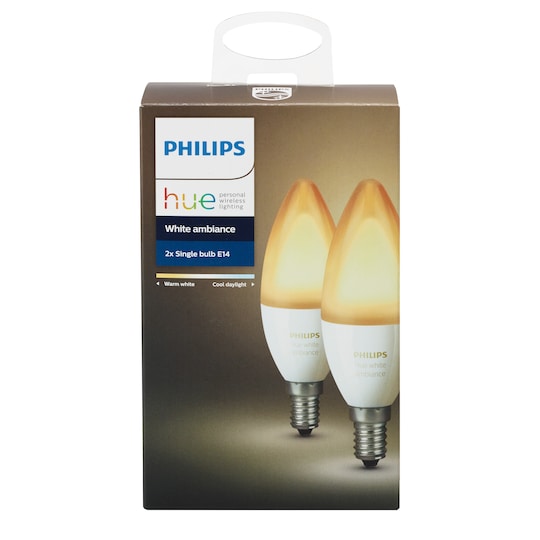 Philips Hue White ambiance lyspære 2-pk (6W B39 E14)