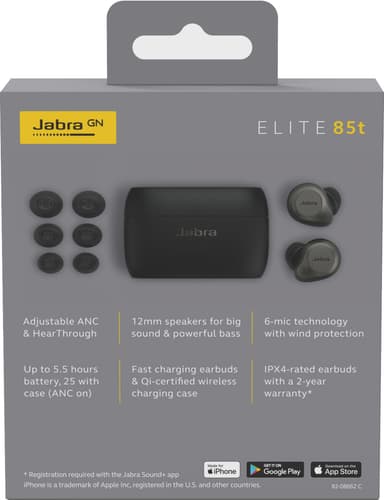 Jabra Elite 85T helt trådløse hodetelefoner (sort/titan)