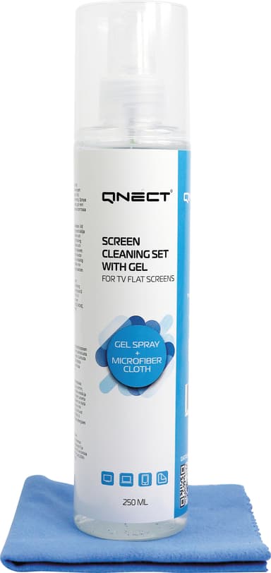 Qnect Cleaning skjermrengjøringsgel med mikrofiberklut (250 ml)