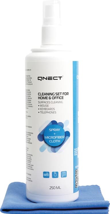 Qnect Cleaning rengjøringsspray med mikrofiberklut (250 ml)
