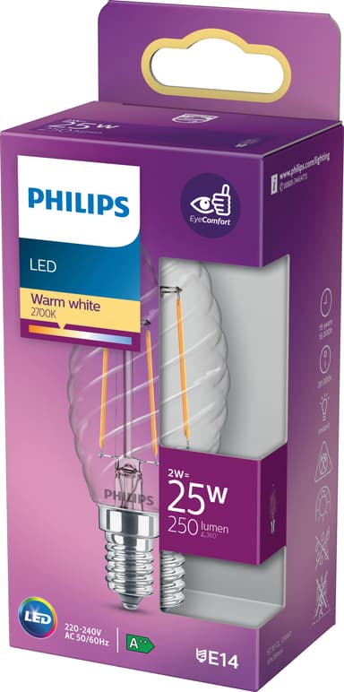 Philips LED-lyspære 2W E14
