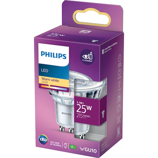 Philips LED-spotlys 3,1W GU10