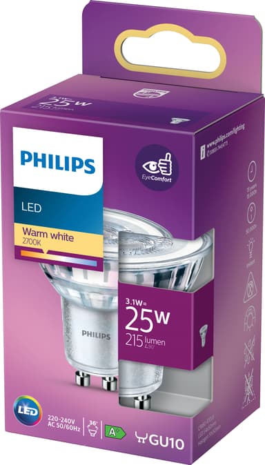 Philips LED-spotlys 3,1W GU10