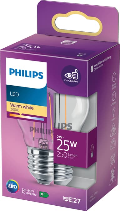 Philips LED-lyspære 2W E27
