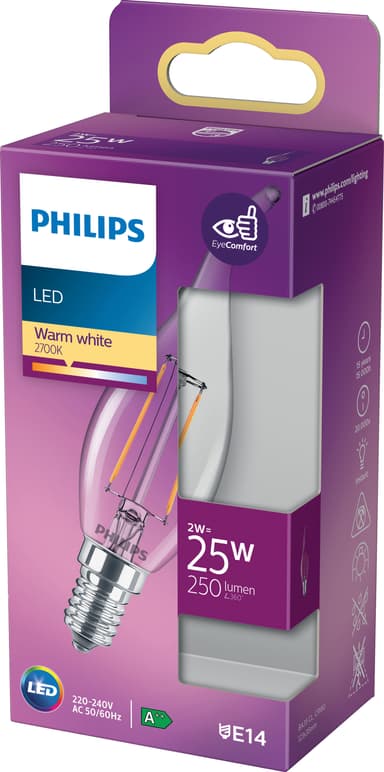 Philips LED-lyspære 2W E14