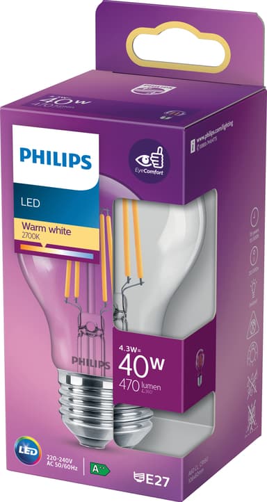 Philips LED-lyspære 4,3W E27