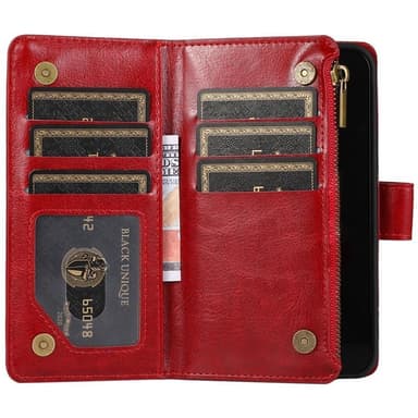 DoubleFlip Zipper 9-kort Apple iPhone 12 mini (5.4")  - RØD