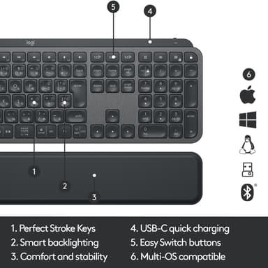 Logitech MX Keys Plus trådløst tastatur (graphite black)