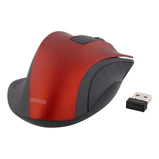 DELTACO Wireless optical mouse, 1200 DPI, red