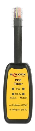 DeLOCK PoE tester (Power over Ethernet), 802.3af/at, black/yellow