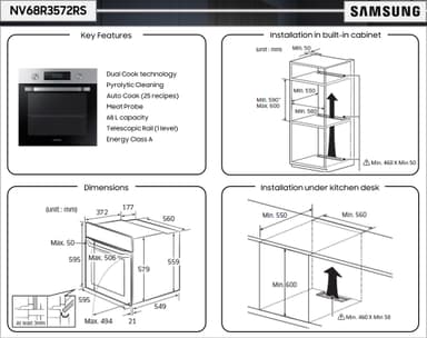 Samsung Dual Cook integrert stekeovn NV68R3572RS