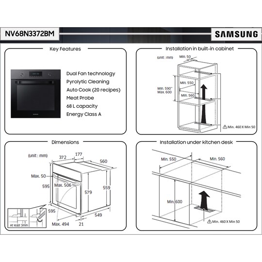 Samsung integrert stekeovn NV68N3372BM