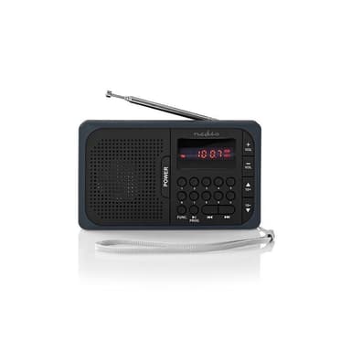 FM-Radio | 3,6 W | USB-port og mikroSD-kortspor | Sort/grå