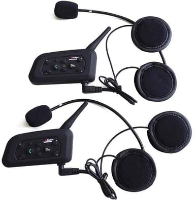 2 sett vanntett intercom for motorsykkelhjelm, bluetooth - svart