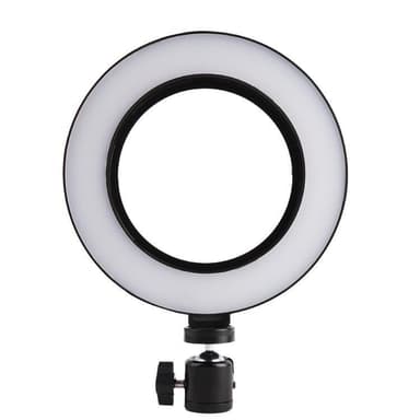 Roterbar selfie på stativ med LED-lys, 20 cm - Svart