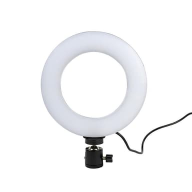 INF Roterbar selfie på stativ med LED-lys, 15 cm - Svart