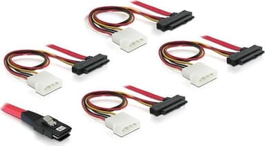 DeLOCK multilane SAS-kabel SFF8087 - 4xSFF8482+Molex 4-pin ström 0,5m