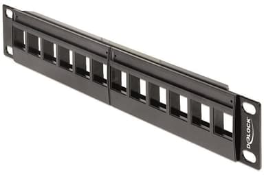 Delock 10"" Keystone Patch Panel, för 12xKeystone kontaktdon, 1U, svar