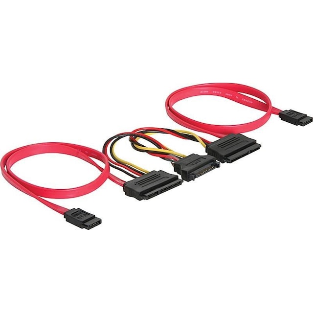 DeLOCK SATA-kabel för 2xSATA-hårddiskar + SATA-ström, 50 cm
