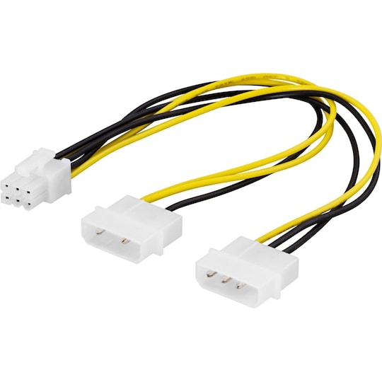 DELTACO adapterkabel 2x4-pin til 6-pin PCI-Express, 25cm