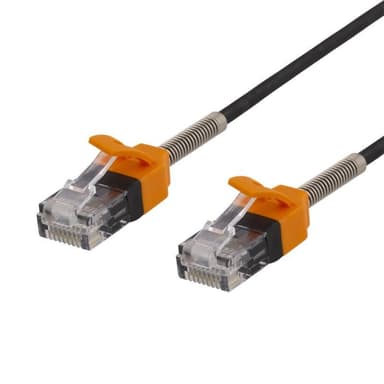 DELTACO GAMING Cat6A cable with spring strain relief, 3m, black/orange