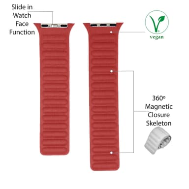 Vegansk lær magnetisk Apple klokkereim 42/44 mm Red