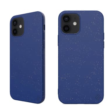 Miljøvennlig ekte lær iPhone 12 deksel - Navy Blue