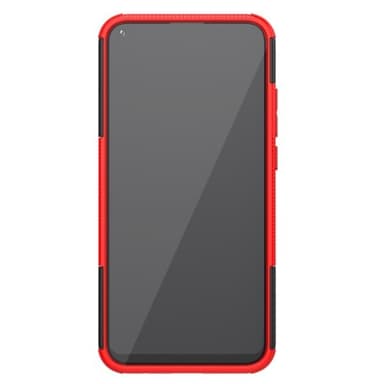 Beskyttelsedeksel med stativ & dekkmønster Huawei Y7P, Svart+Rød