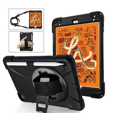 Beskyttelsedeksel med håndreim, skulderbånd, stativ & pennholder iPad Mini 5, Svart
