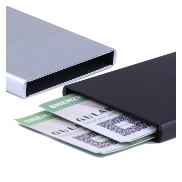 Kortholder kredittfutteral RFID-beskyttele Aluminium Pop-up - Sølv