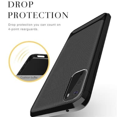 TPU deksel Samsung Galaxy S20, Carbon Fiber+Svart