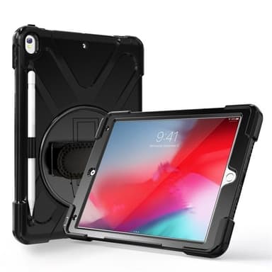 Beskyttelsedeksel med håndreim, skulderbånd, stativ & pennholder iPad Pro 10.5, Svart