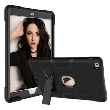 Deksel for iPad 10.2 i Silikon+ PC med stativ - Sort