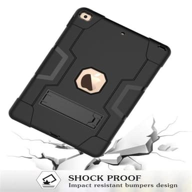 Deksel for iPad 10.2 i Silikon+ PC med stativ - Sort
