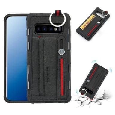 Deksel til Samsung Galaxy S10+ med Håndleddsrem/ metallring og kortlomme