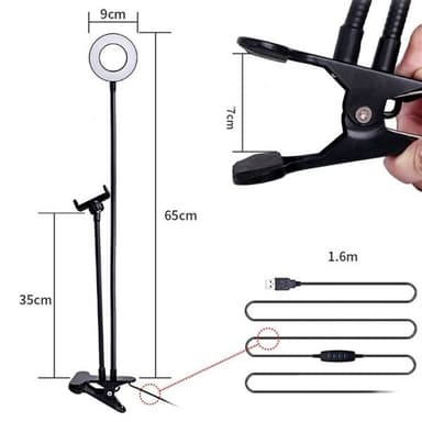 Mobilholder med LED-lampe